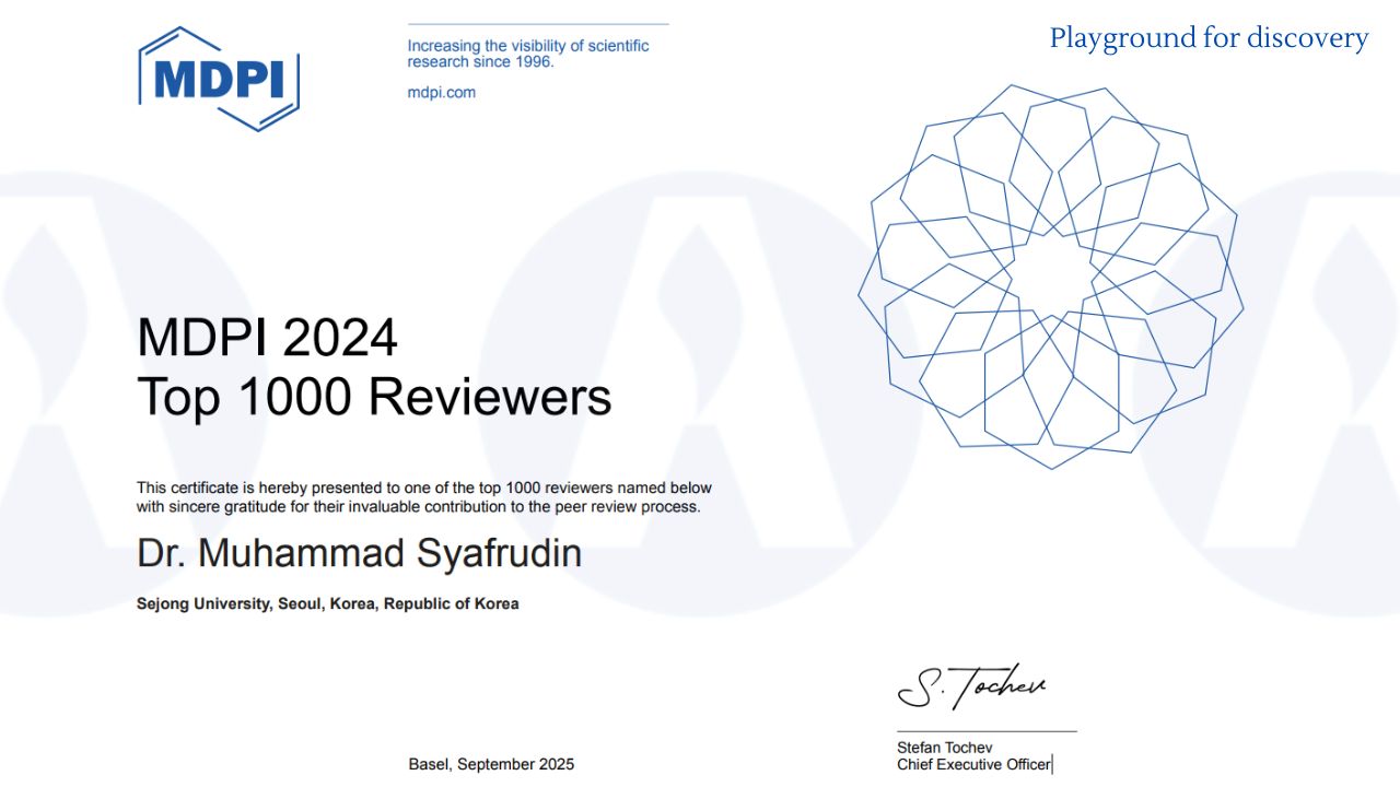 MDPI 2024 Top 1000 Reviewers 선정